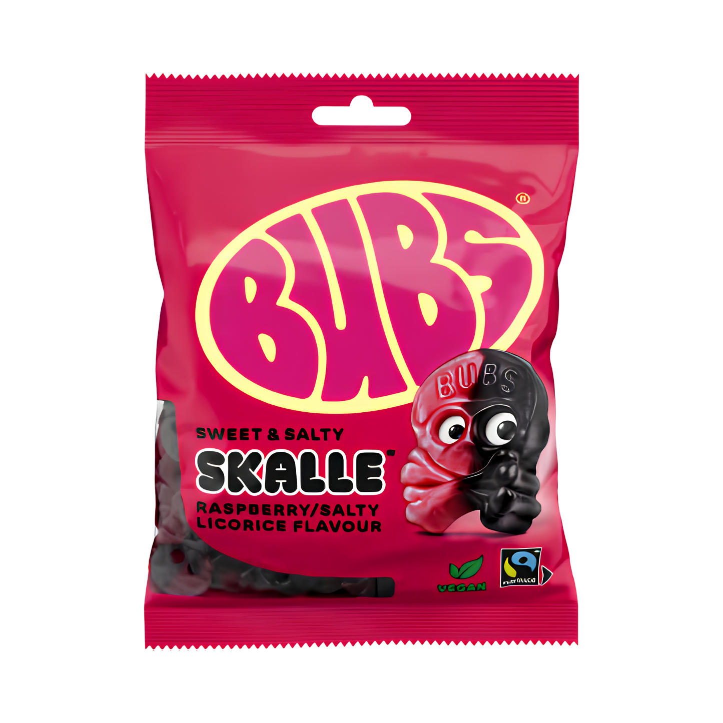 Bubs Hallonlakritsskalle 90g